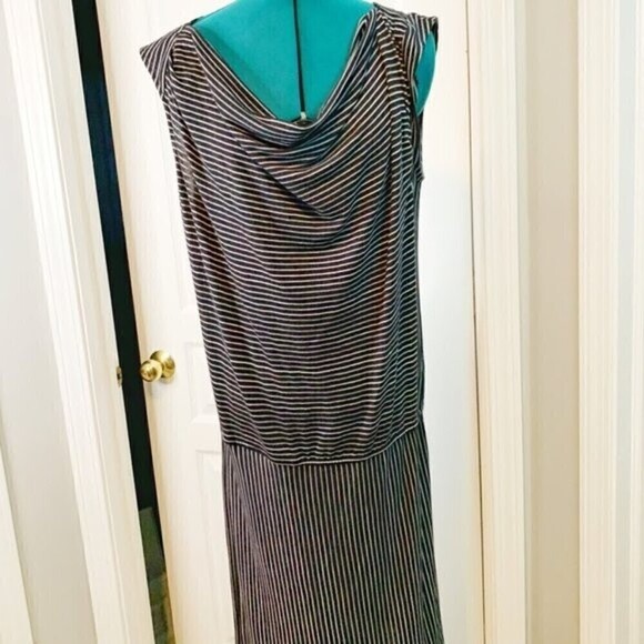 Derek Lam Drape Neck Drop Waist Sleeveless Casual Lightweight Dress - Picture 4 of 14